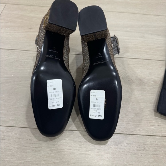 Saint Laurent Silver Metallic Ankle Strap Pump Heels - Picture 9 of 11